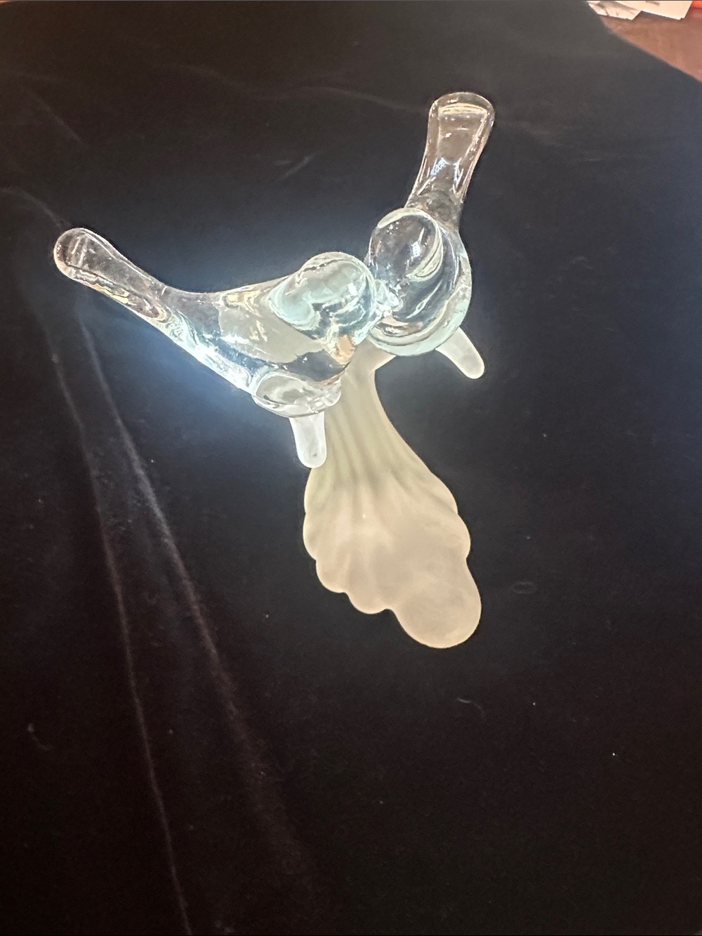 Clear Glass Bird Pair Figurine with Frosted Base - Home Accent